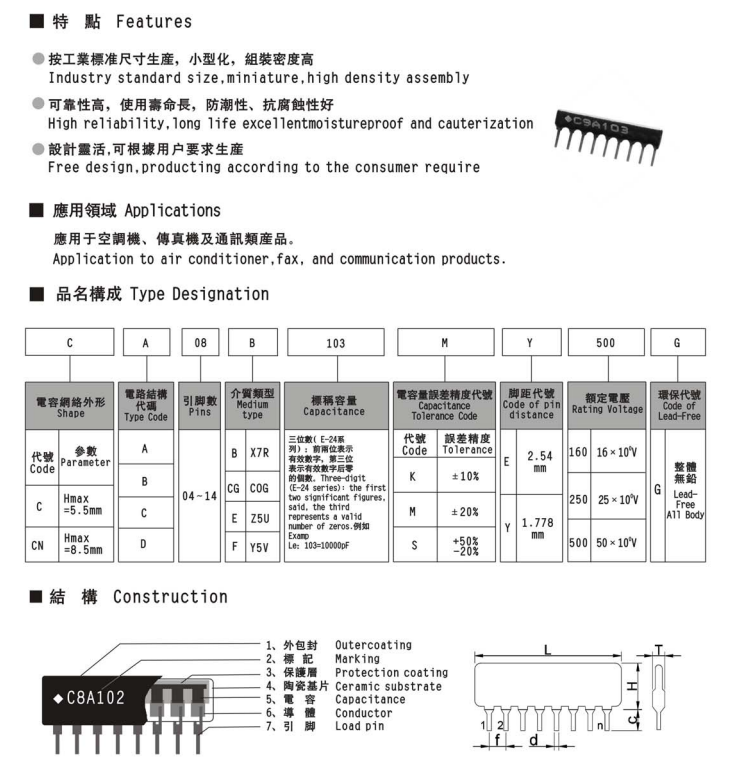 風(fēng)華貼片電容_厚膜網(wǎng)絡(luò)電容的特點(diǎn)和參數(shù)